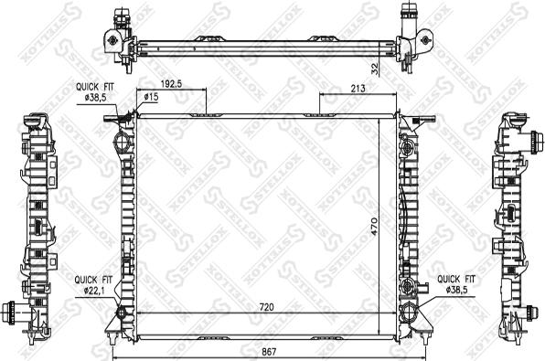 Stellox 10-25521-SX - Радіатор, охолодження двигуна autozip.com.ua