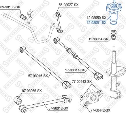 Stellox 12-98051-SX - Опора стійки амортизатора, подушка autozip.com.ua