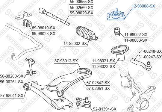 Stellox 12-98008-SX - Опора стійки амортизатора, подушка autozip.com.ua