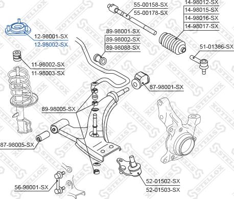 Stellox 12-98002-SX - Опора стійки амортизатора, подушка autozip.com.ua