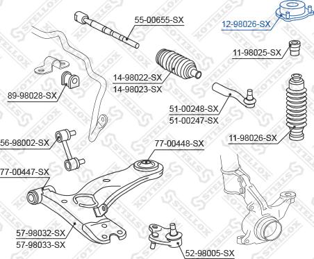 Stellox 12-98026-SX - Опора стійки амортизатора, подушка autozip.com.ua