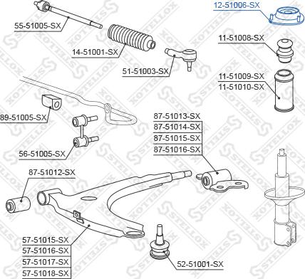 Stellox 12-51006-SX - Опора стійки амортизатора, подушка autozip.com.ua