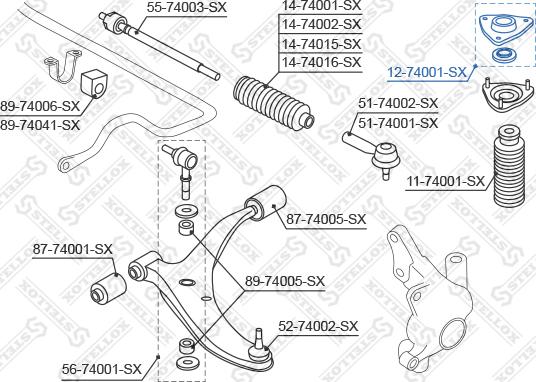 Stellox 12-74001-SX - Опора стійки амортизатора, подушка autozip.com.ua