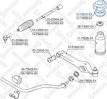 Stellox 12-73019-SX - Опора стійки амортизатора, подушка autozip.com.ua