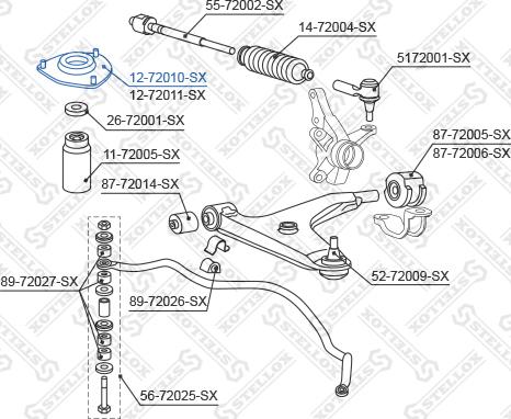 Stellox 12-72010-SX - Опора стійки амортизатора, подушка autozip.com.ua