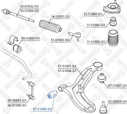 Stellox 87-51006-SX - Сайлентблок, важеля підвіски колеса autozip.com.ua