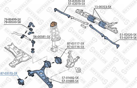 Stellox 87-03115-SX - Сайлентблок, важеля підвіски колеса autozip.com.ua