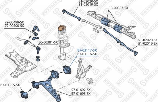 Stellox 87-03117-SX - Сайлентблок, важеля підвіски колеса autozip.com.ua