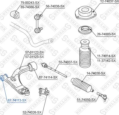 Stellox 87-74113-SX - Сайлентблок, важеля підвіски колеса autozip.com.ua