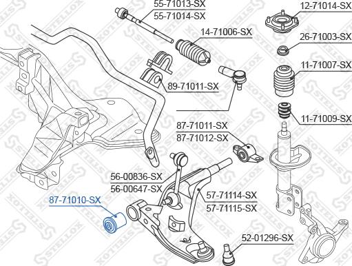 Stellox 87-71010-SX - Сайлентблок, важеля підвіски колеса autozip.com.ua