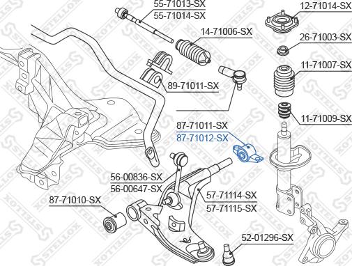 Stellox 87-71012-SX - Сайлентблок, важеля підвіски колеса autozip.com.ua