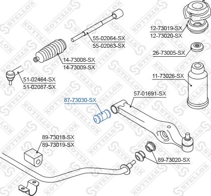 Stellox 87-73030-SX - Сайлентблок, важеля підвіски колеса autozip.com.ua