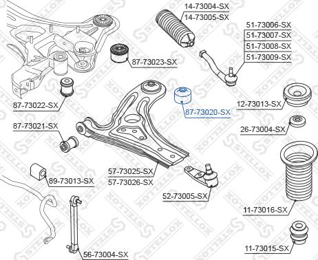 Stellox 87-73020-SX - Сайлентблок, важеля підвіски колеса autozip.com.ua