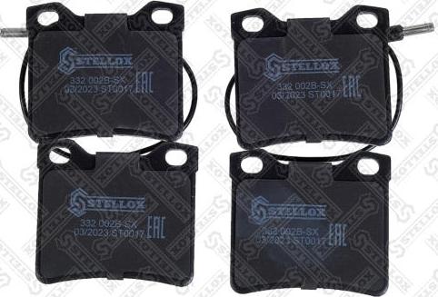 Stellox 332 002B-SX - Гальмівні колодки, дискові гальма autozip.com.ua