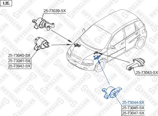 Stellox 25-73044-SX - Подушка, підвіска двигуна autozip.com.ua