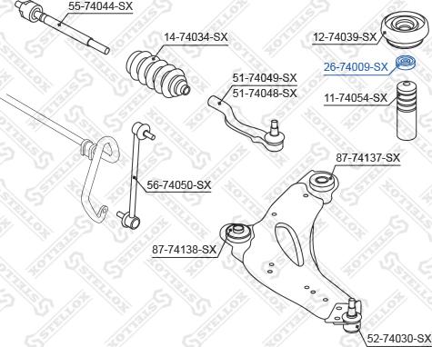 Stellox 26-74009-SX - Підшипник кочення, опора стійки амортизатора autozip.com.ua