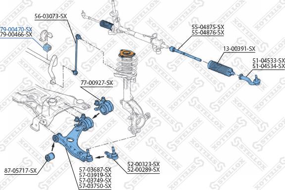 Stellox 79-00470-SX - Втулка стабіліз. перед. Ford Focus II. C-MAX 1.4-2.5 10.03- autozip.com.ua