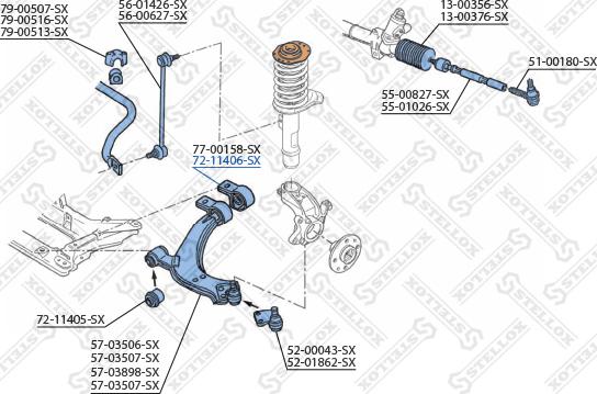 Stellox 72-11406-SX - Сайлентблок, важеля підвіски колеса autozip.com.ua