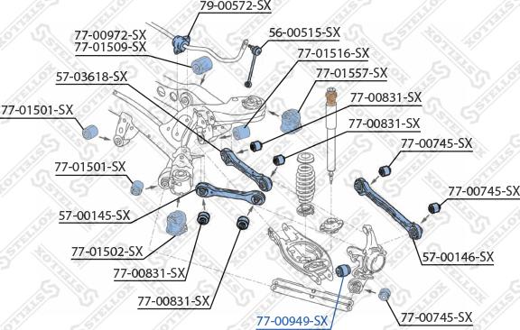 Stellox 77-00949-SX - Сайлентблок, важеля підвіски колеса autozip.com.ua