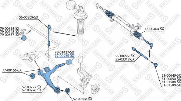 Stellox 77-00935-SX - Сайлентблок, важіль підвіски колеса autozip.com.ua