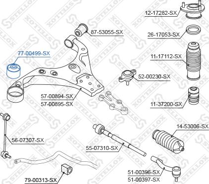 Stellox 77-00499-SX - Сайлентблок, важеля підвіски колеса autozip.com.ua