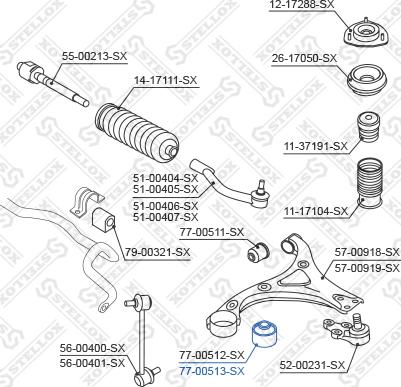 Stellox 77-00513-SX - Сайлентблок, важеля підвіски колеса autozip.com.ua