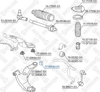 Stellox 77-00642-SX - Сайлентблок, важеля підвіски колеса autozip.com.ua