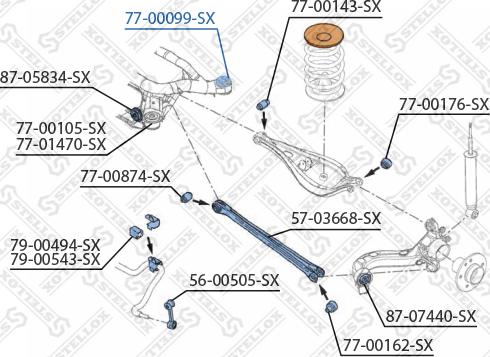 Stellox 77-00099-SX - Сайлентблок, важеля підвіски колеса autozip.com.ua