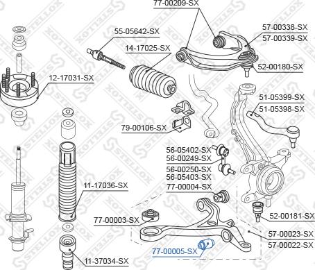 Stellox 77-00005-SX - Сайлентблок, важеля підвіски колеса autozip.com.ua