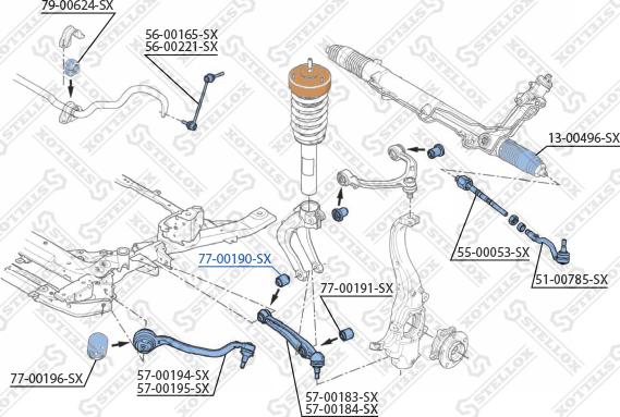 Stellox 77-00190-SX - Сайлентблок, важеля підвіски колеса autozip.com.ua