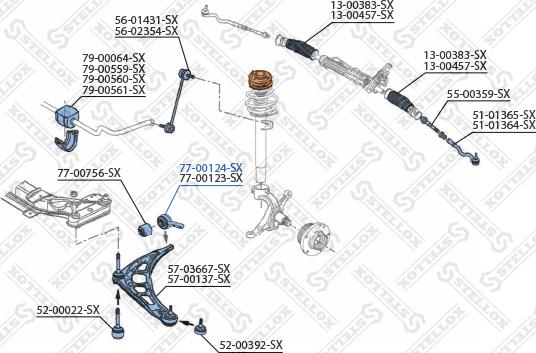 Stellox 77-00124-SX - Сайлентблок, важеля підвіски колеса autozip.com.ua