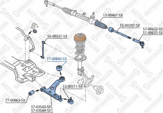 Stellox 77-00840-SX - Сайлентблок, важеля підвіски колеса autozip.com.ua