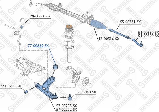 Stellox 77-00839-SX - Сайлентблок, важеля підвіски колеса autozip.com.ua