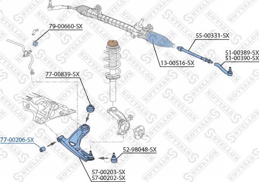 Stellox 77-00206-SX - Сайлентблок, важіль підвіски колеса autozip.com.ua