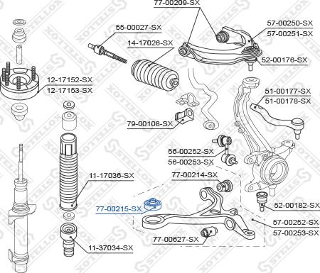 Stellox 77-00215-SX - Сайлентблок, важеля підвіски колеса autozip.com.ua