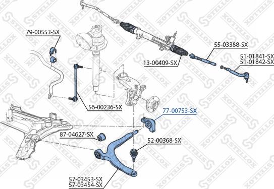 Stellox 77-00753-SX - Сайлентблок, важеля підвіски колеса autozip.com.ua