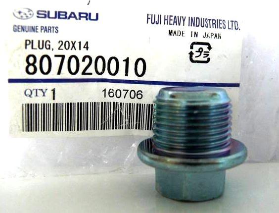 Subaru 807020010 - Різьбова пробка, масляний піддон autozip.com.ua
