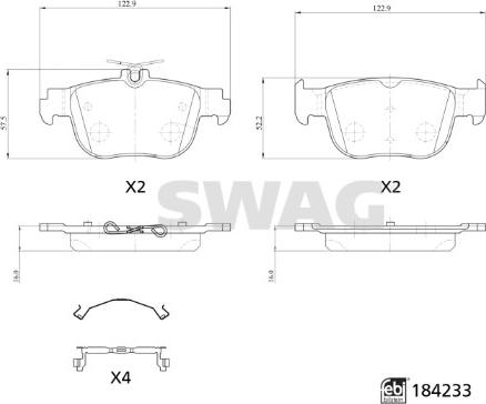 Swag 33 10 9323 - Гальмівні колодки, дискові гальма autozip.com.ua