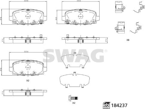 Swag 33 10 9327 - Гальмівні колодки, дискові гальма autozip.com.ua