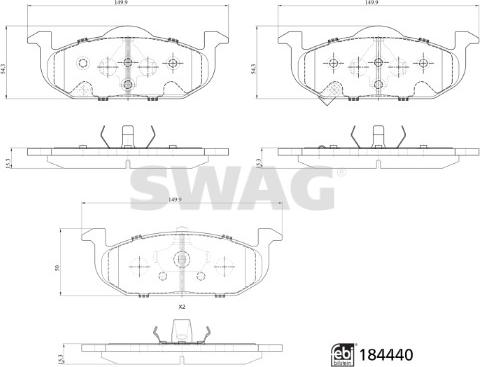 Swag 33 10 9374 - Гальмівні колодки, дискові гальма autozip.com.ua