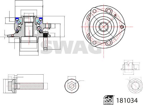 Swag 33 10 8074 - Комплект підшипника маточини колеса autozip.com.ua