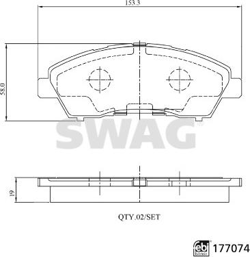 Swag 33 10 7496 - Гальмівні колодки, дискові гальма autozip.com.ua