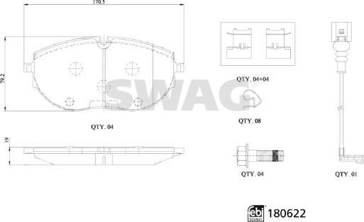 Swag 33 10 7793 - Гальмівні колодки, дискові гальма autozip.com.ua