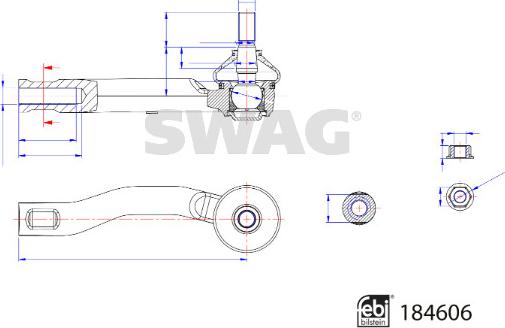 Swag 33 11 0090 - Наконечник рульової тяги, кульовий шарнір autozip.com.ua