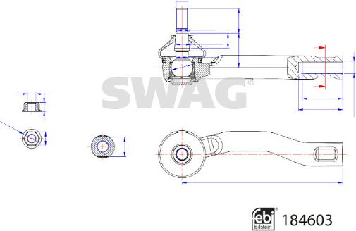 Swag 33 11 0088 - Наконечник рульової тяги, кульовий шарнір autozip.com.ua