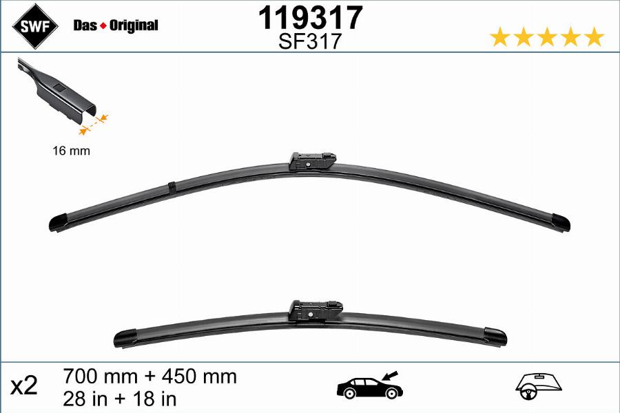 SWF 119317 - Щітка склоочисника autozip.com.ua