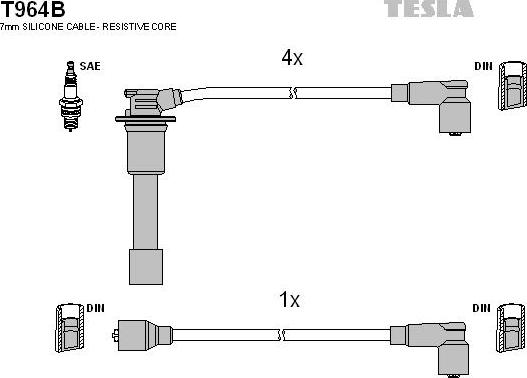 TESLA T964B - Комплект проводів запалювання autozip.com.ua