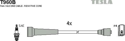 TESLA T960B - Комплект проводів запалювання autozip.com.ua