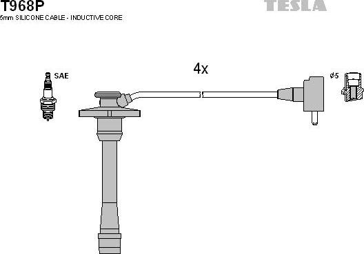 TESLA T968P - Комплект проводів запалювання autozip.com.ua