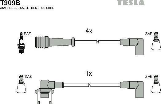 TESLA T909B - Комплект проводів запалювання autozip.com.ua